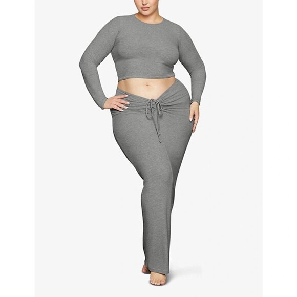 SKIMS‎ Soft Lounge Ruched Long Skirt Heather Gray XXS - Picture 10 of 11